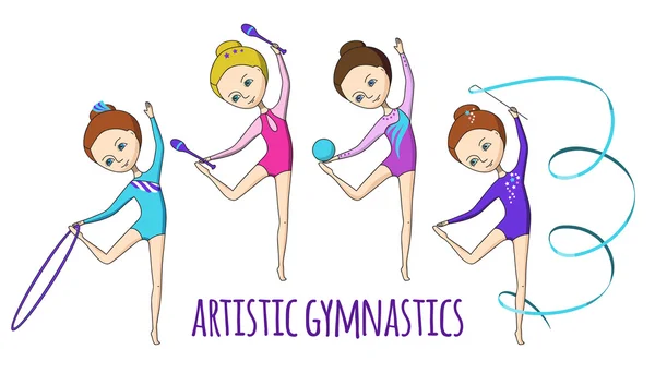 Sports for kids. Artistic gymnastics — Stock Vector