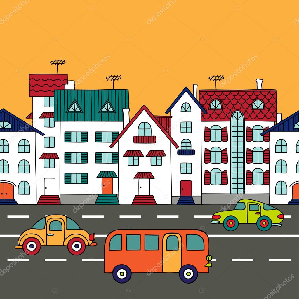 Imagenes De Paisajes Urbanos Animados | paisaje urbano con el transporte por carretera vector de Imagenes De Paisajes Urbanos Animados | paisaje urbano con el transporte por carretera vector de