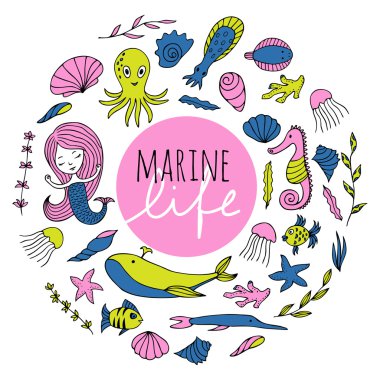 vektör set deniz yaşamı.