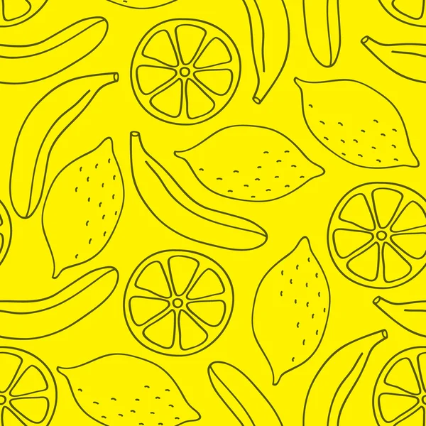 Patrón sin costuras de plátanos y limones . — Vector de stock