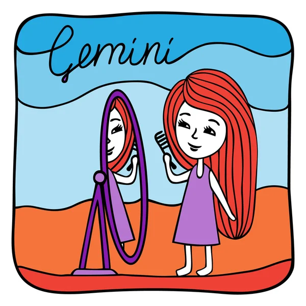 Zodiac signs Gemini. — Stock Vector