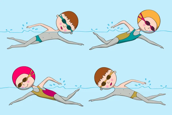 Modèle sans couture avec nageurs — Image vectorielle