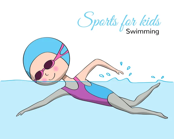 Barn sport. Simning. — Stock vektor