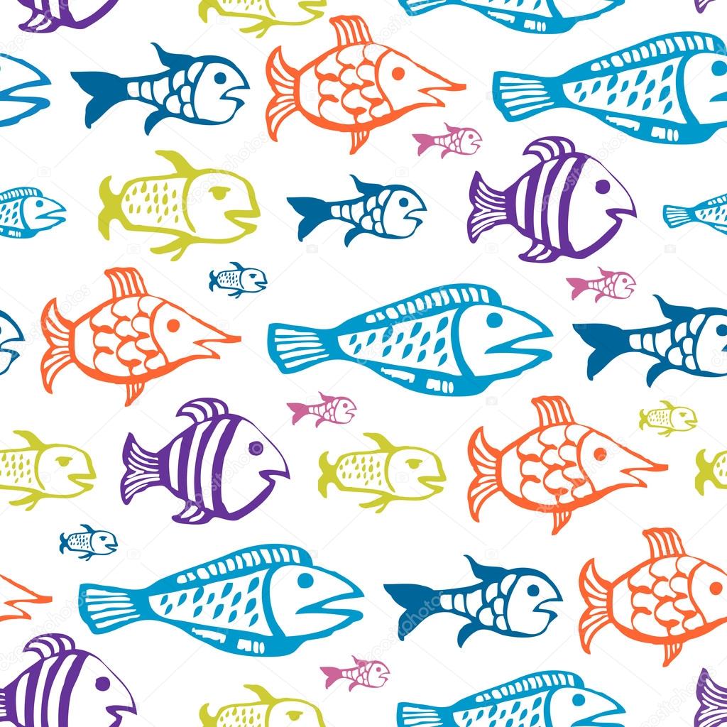 Four colored background with fishes