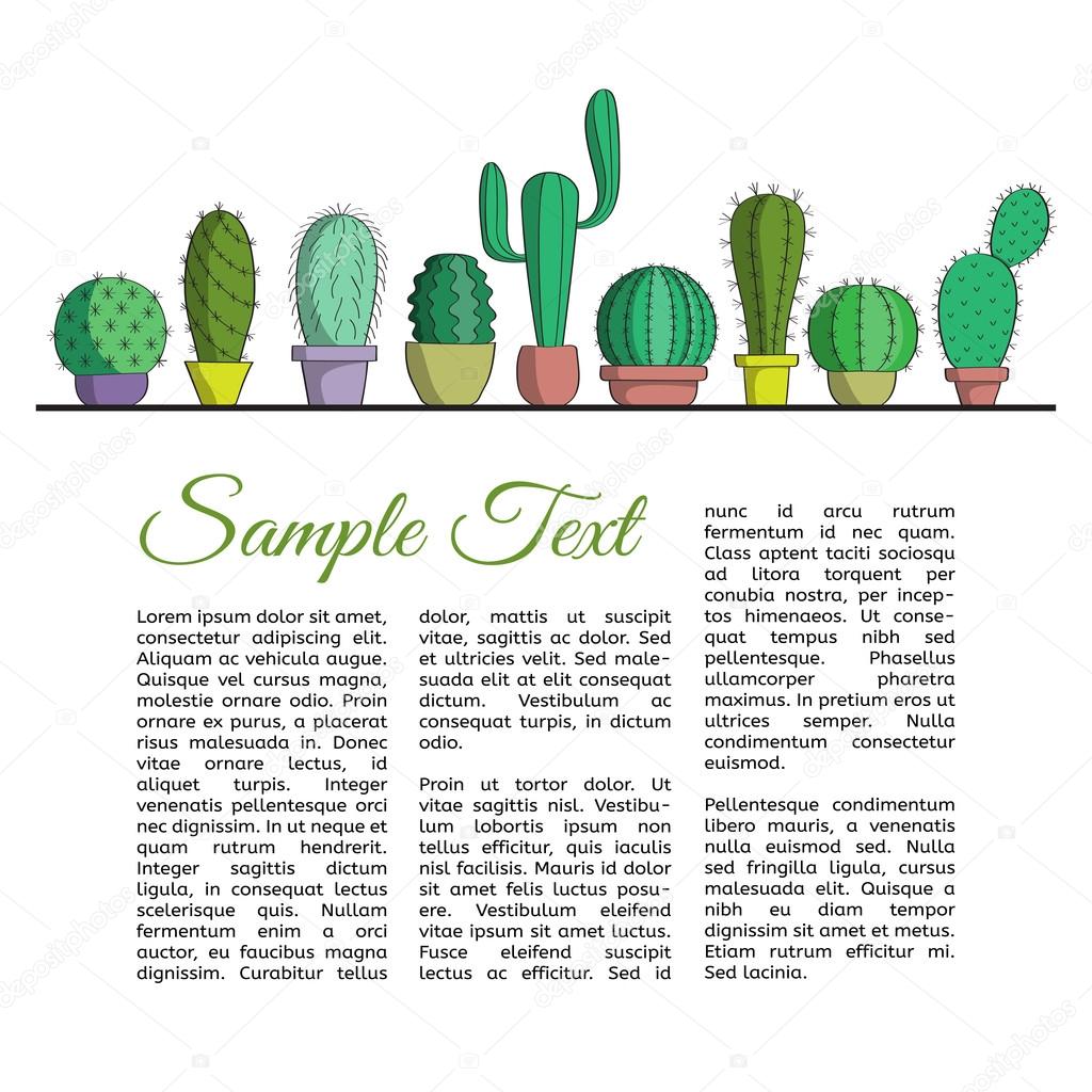 The set of cacti in pots and text