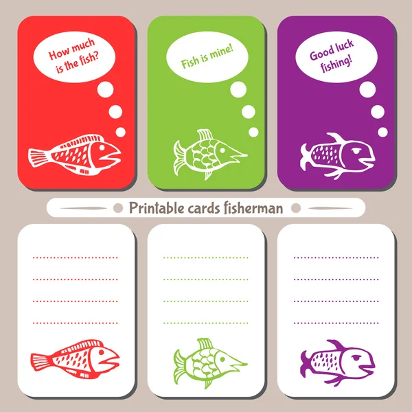 Cartões imprimíveis pescador — Vetor de Stock