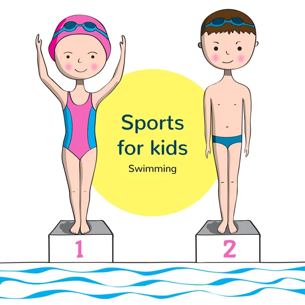 Sport für Kinder. Schwimmen. — Stockvektor