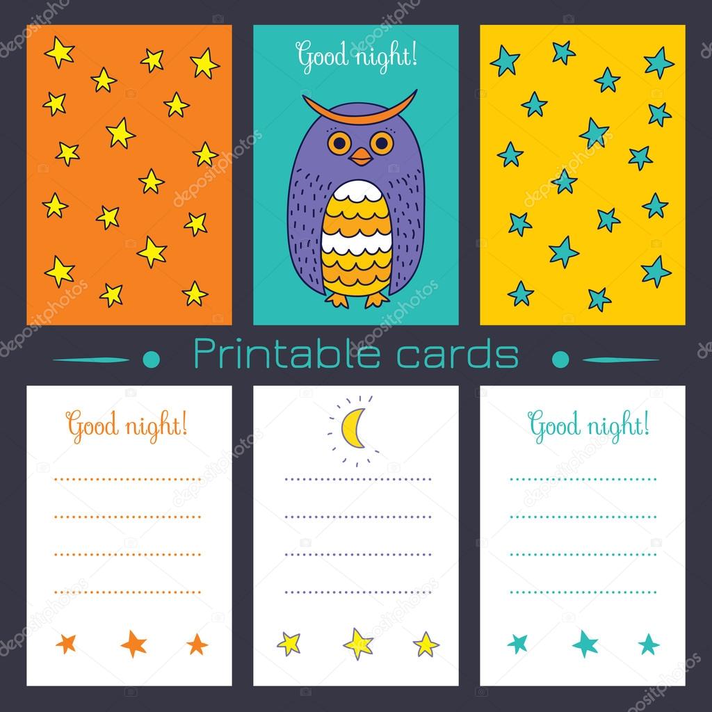 Printable cards with owl