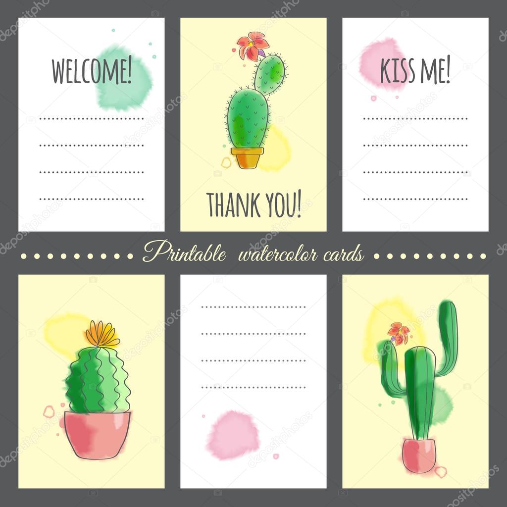 Cacti with watercolor effect