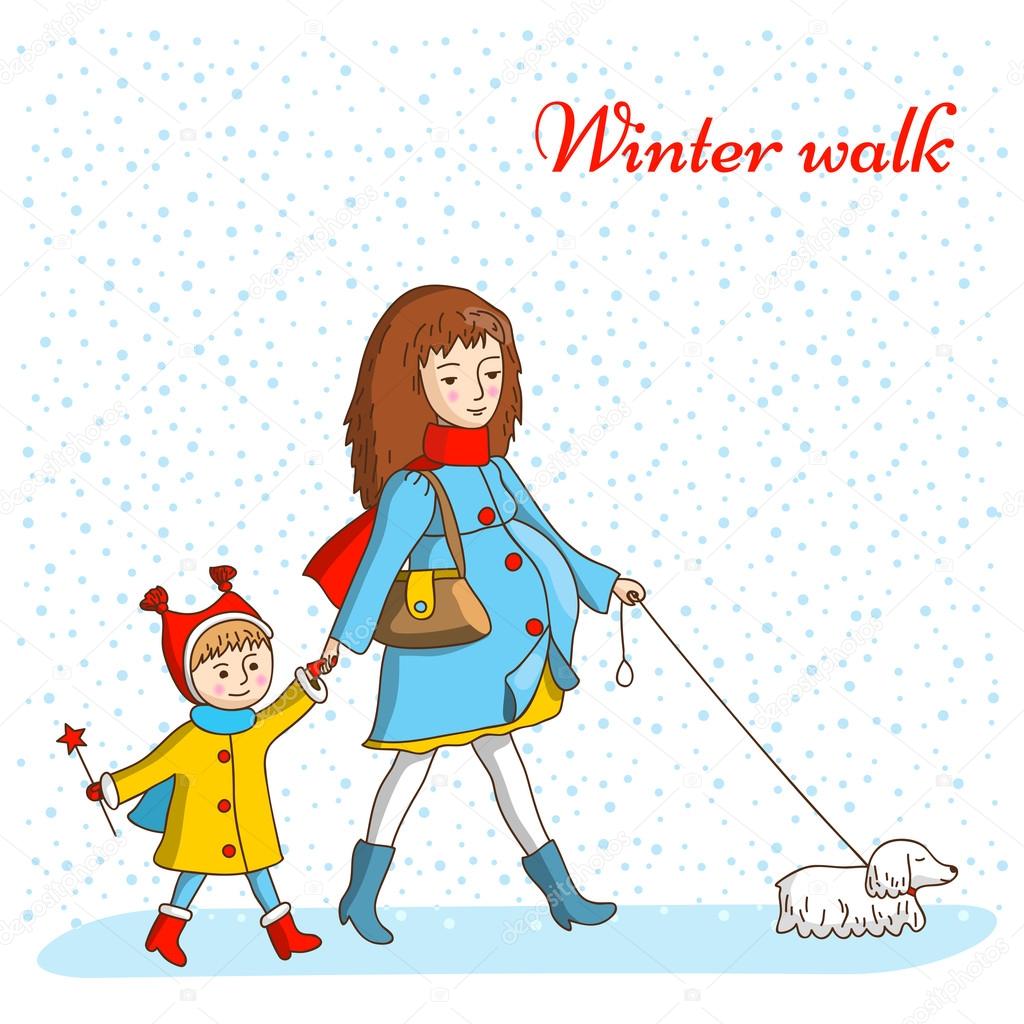 Winter walk. Snow.