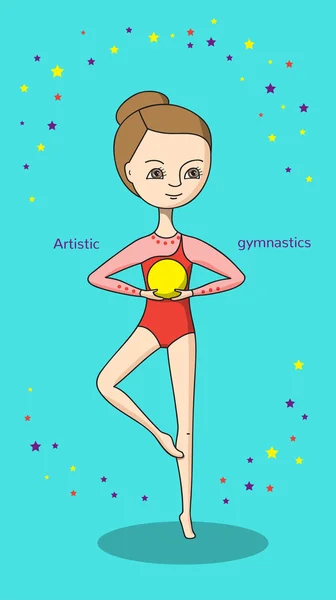 Sporten voor kinderen. Artistieke gymnastiek — Stockvector