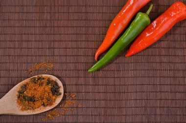 Biber biber biraz tahta kaşık baharat tablo wih