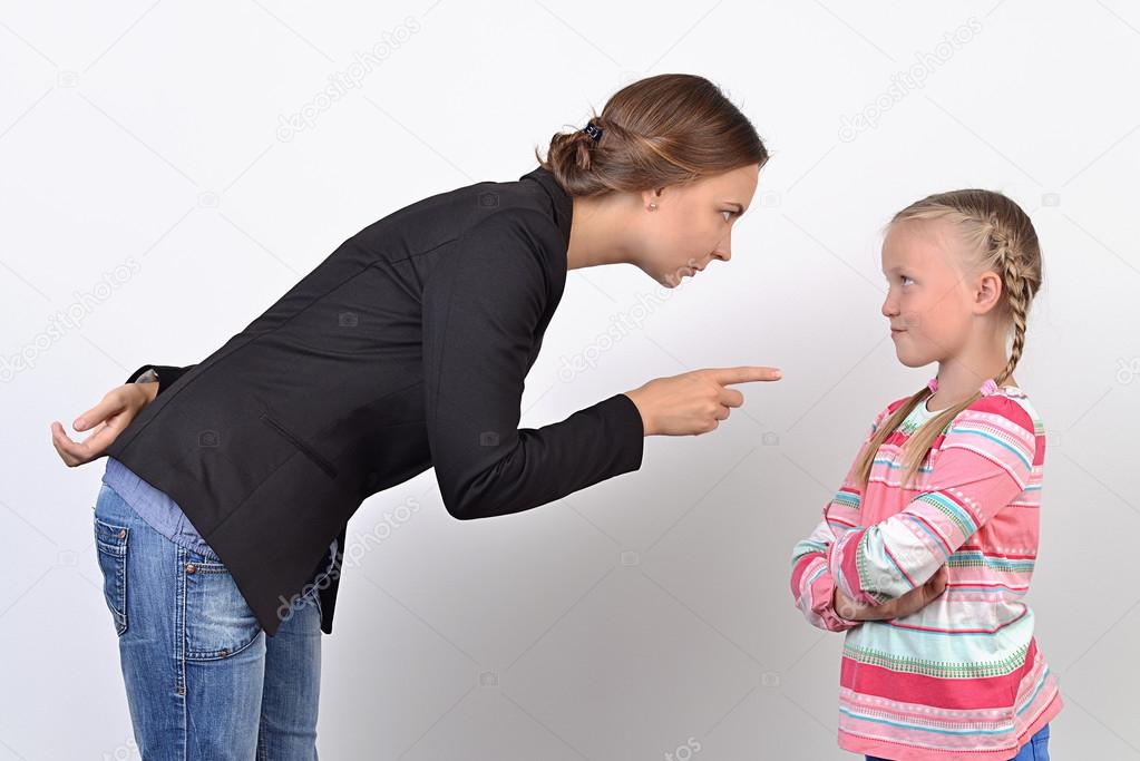 Mother and daughter having quarrel