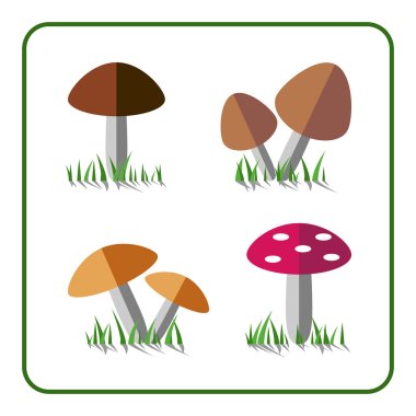 Mushroom icons set 1 clipart