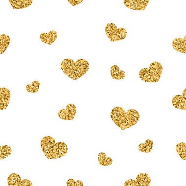 Golden hearts seamless pattern 1 white
