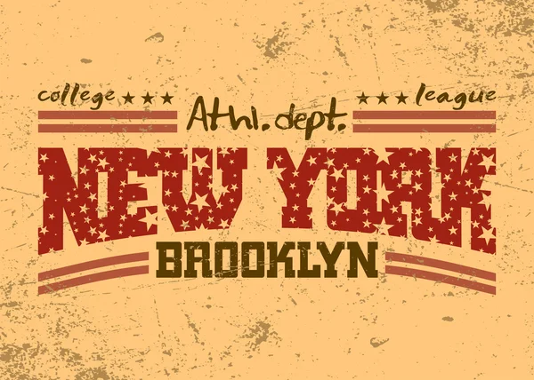 New York City Typography Graphic. Dipartimento di atletica di Brooklyn — Vettoriale Stock
