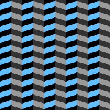 Dalgalı zig zag Dikişsiz desen mavi gri ve siyah 3d
