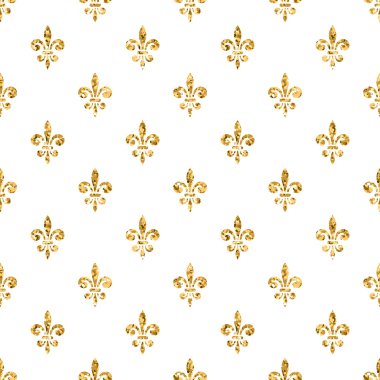 Altın fleur-de-lis dikişsiz desen beyaz 4