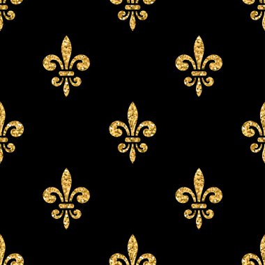 Altın fleur-de-lis dikişsiz desen siyah 3