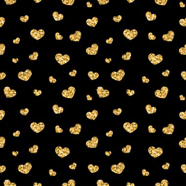 Altın kalpler dikişsiz desen 3 siyah