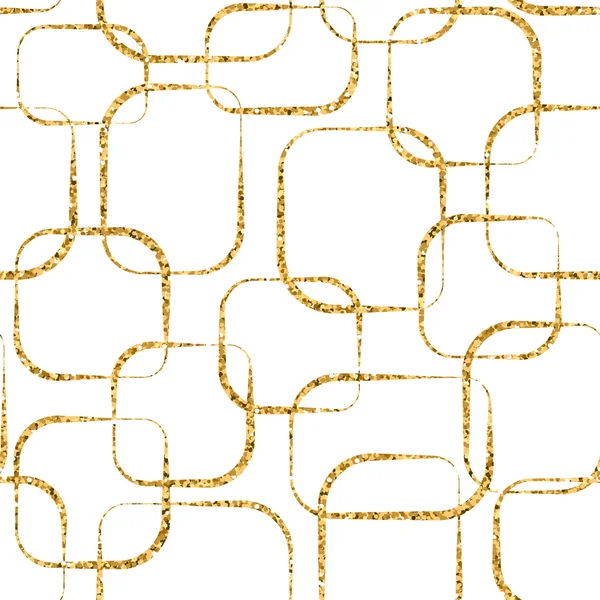 ゴールド交差円の長方形シームレスパターンホワイト — ストックベクタ