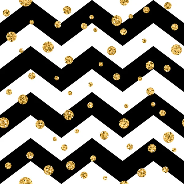 Pois doré motif sans couture. Confettis or paillettes zigzag noir 1 — Image vectorielle