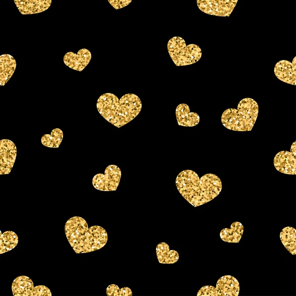 Arany szívek varrat nélküli mintázat 1 fekete — Stock Vector
