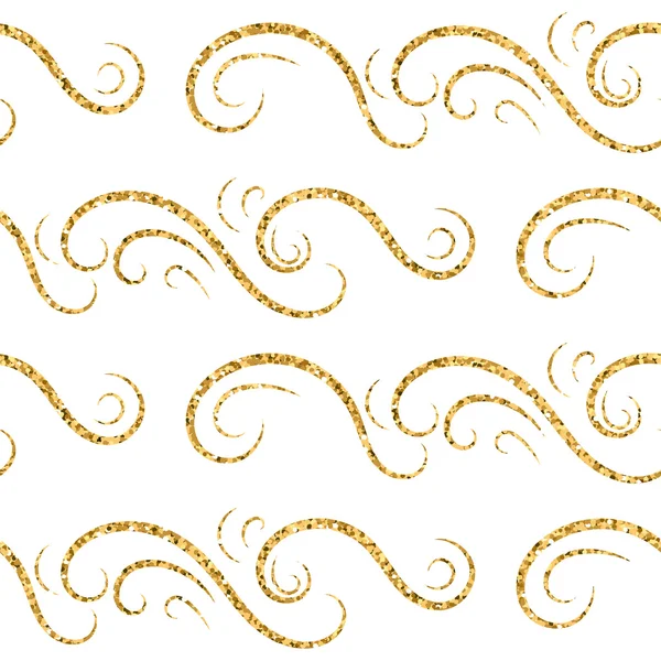 Gold wave seamless pattern draw — Stock Vector