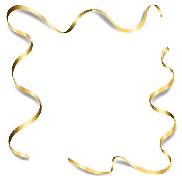 Gold Streamers Set. Golden Serpentine Ribbons, Isolated On