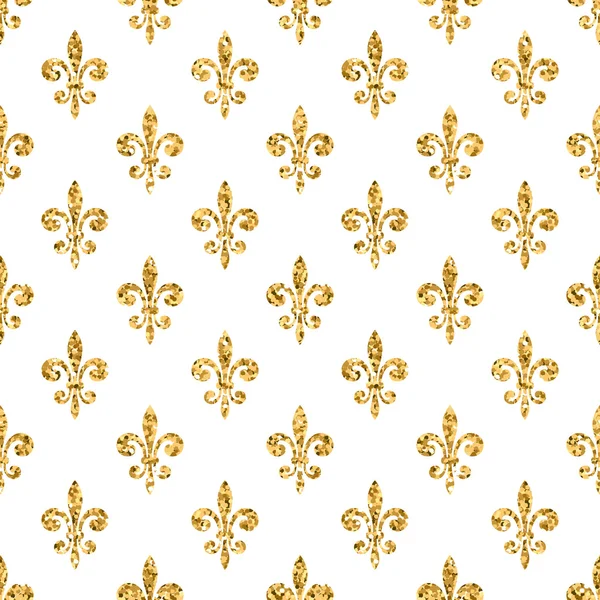 Gouden Fleur-de-Lis naadloze patroon Wit 2 — Stockvector