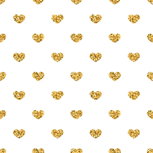 Corazones de oro patrón sin costura 2 blanco — Vector de stock