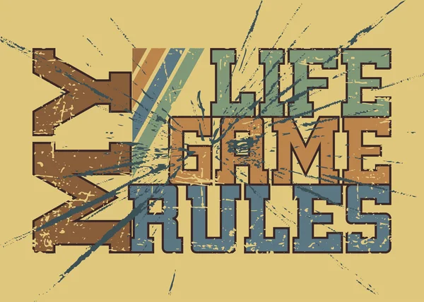 T-Shirt Typografie Grafik mit Zitat Mein Leben Spiel Regeln 2 — Stockvektor