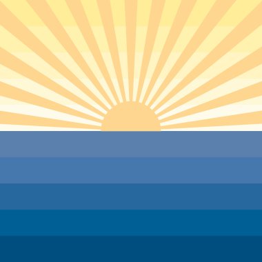 Işınları ve deniz Deniz yaratıcı arka plan ile Güneş