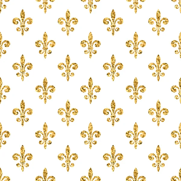 Golden fleur-de-lis seamless pattern white 1 — Stockový vektor