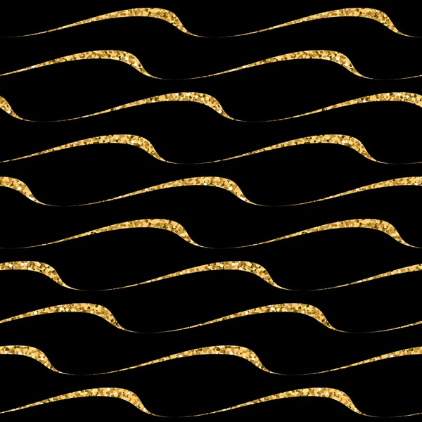 Onde d'or motif sans couture noir 2 — Image vectorielle