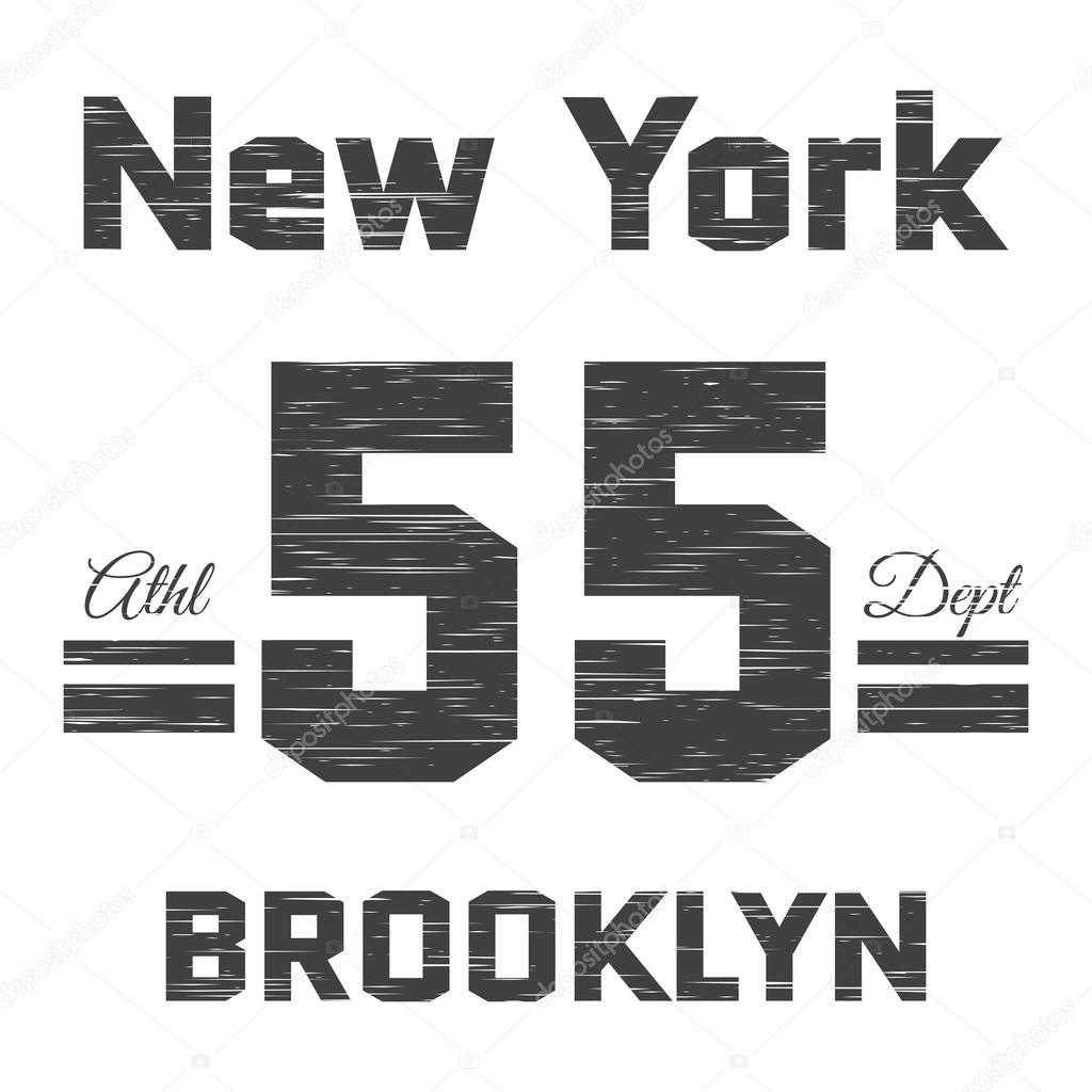 T shirt typography graphic New York Brooklyn. Street graphic style NYC. Grunge fashion stylish print sports wear. Athletic department. Retro. Template apparel, card, label, poster. Vector illustration