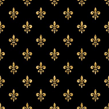 Altın fleur-de-lis dikişsiz desen siyah 4