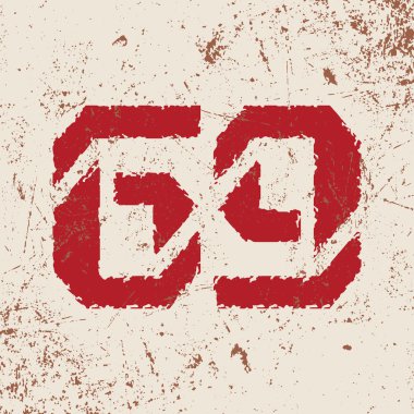 Kırmızı sayı grunge ile T gömlek tipografi grafik