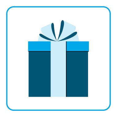 Renkli sarılmış hediye kutusu simgesi mavi