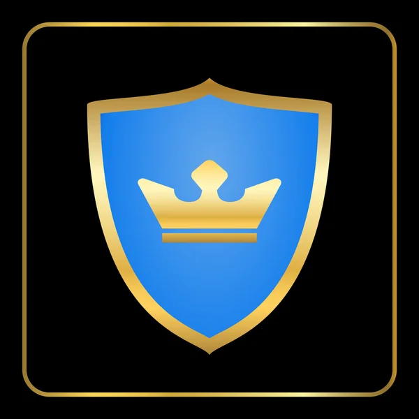 Tarcza złota ikona z korony czarny — Wektor stockowy