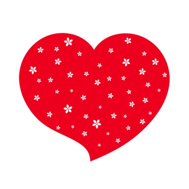 Red heart flower blossom icon white