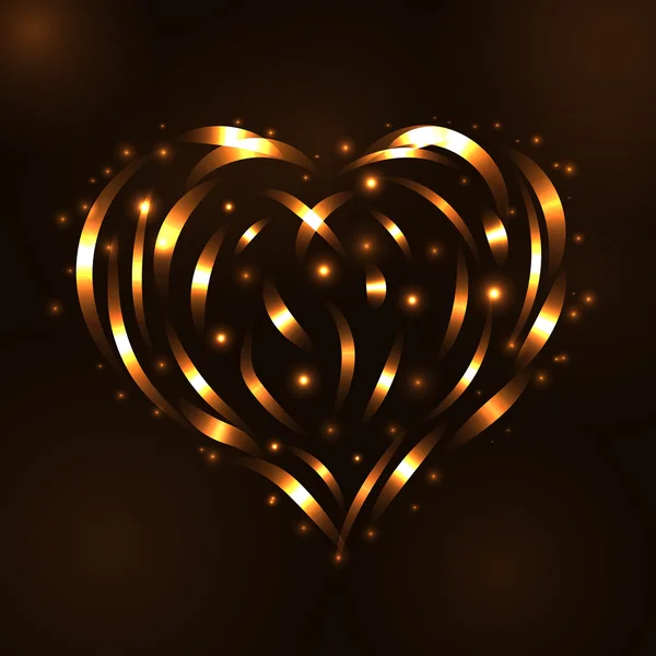 Gold Herz Licht Tracing-Effekt glühend — Stockvektor
