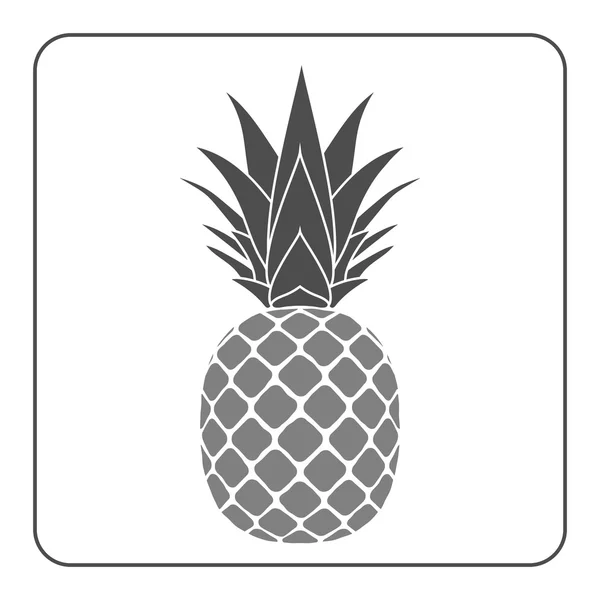 Ananas con icona foglia grigio — Vettoriale Stock