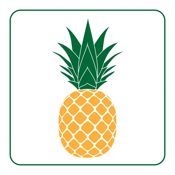 菠萝与叶图标黄色 — 图库矢量图片