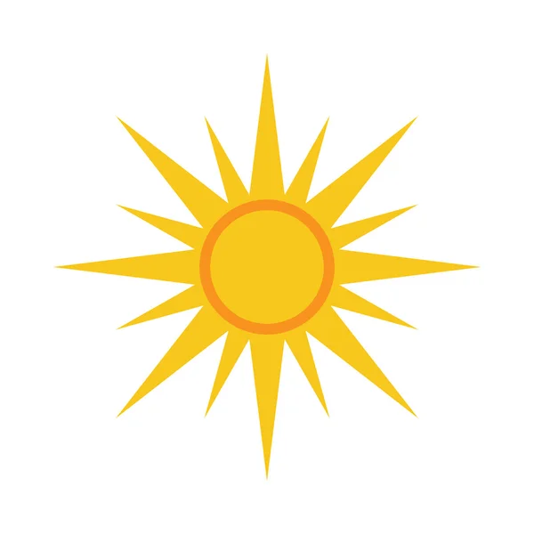 태양 아이콘 밝은 노란색 흰색 배경 — 스톡 벡터