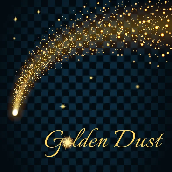 Золота ігристий падаюча зірка 2 прозора — стоковий вектор