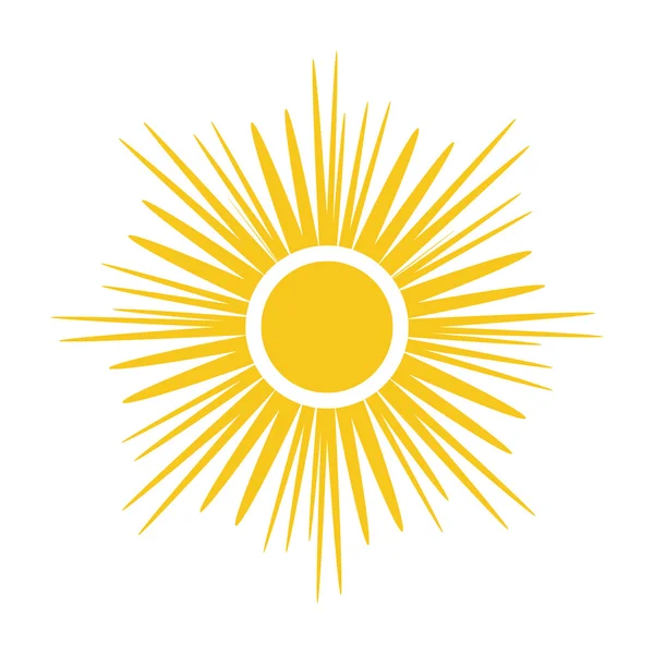 Yellow sun icon isolated on white background. Flat sunlight, sign