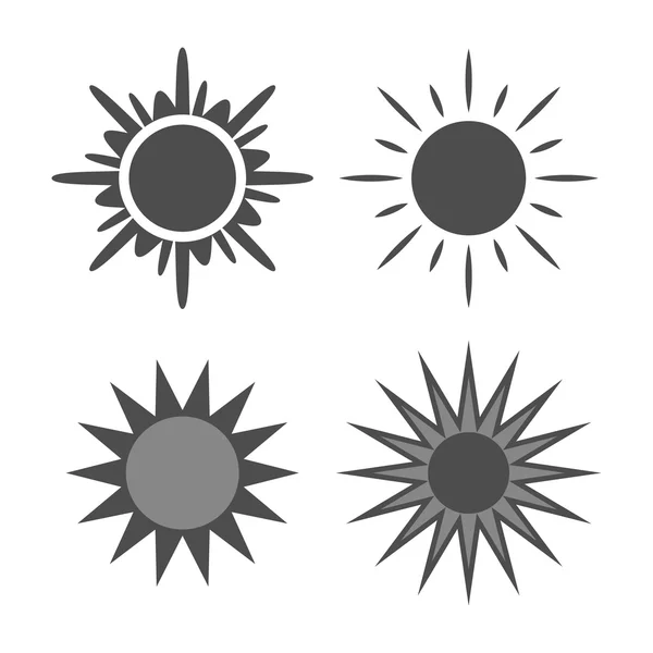 Ícones do sol definir cinza isolado branco —  Vetores de Stock