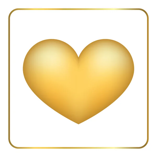 Gold heart 3D Golden foil frosted — ストックベクタ