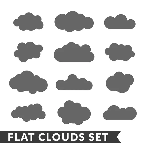 Ikony mraků nastaví šedý obrys — Stockový vektor